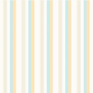 Papel de parede vinilizado -Bambinos-Listras branca , palha, azul,laranja, , cód :3301