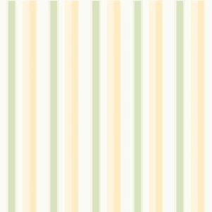 Papel de parede vinilizado -Bambinos- Listras branca , verde e laranja,, cód :3304