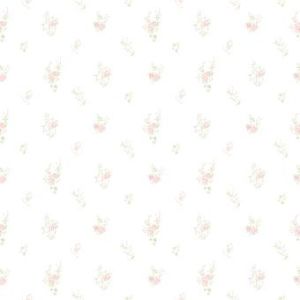 Papel de parede vinilizado _Bambinos-Fundo branco com rosas rosa , cód : 3350