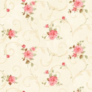 Papel de parede - Romantic -  arabesco com  brilhor com rosas , cód :RO010701