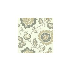 Papel de parede - Vibe -Fundobranco com flores bege , cód : EB2035