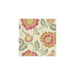 Papel de parede - Vibe -Fundo bege com flores rosa laranja  , cód : EB2036