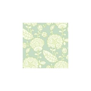 Papel de parede - Vibe -Fundo verde com flores brancas com contorno verde , cód  : EB2064