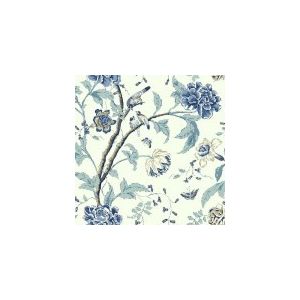 Papel de parede - Vibe - Fundo branco com flores azuis , cód  : EB2076