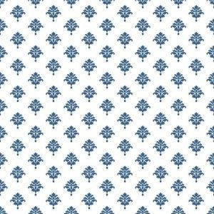 Papel de parede -WaverlySmall Prints - Fundo branco com pequenos medalhões em azul , cód : ER82283
