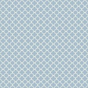 Papel de parede -WaverlySmall Prints-Fundo azul com formas em branco  , cód WA78242