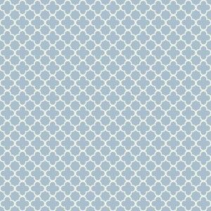 Papel de parede -WaverlySmall Prints-Fundo azul com formas em branco  , cód WA78242