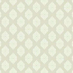 Papel de parede - Waverly Small Prints- Fundo cinza com pequenos medalh~ies em bra   , cód : WP24772