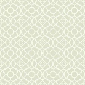 Papel de parede - Waverly Small Prints- Fundo verde águas com flores de contornos   , cód : WP234953