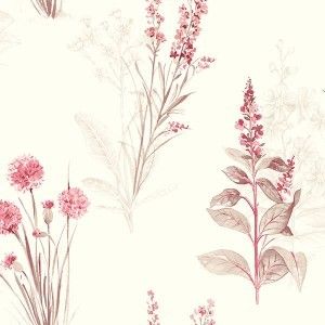 Papel de parede - Abby Rose 3 - fundo bege com ramos de flores    , cód :  AB42441
