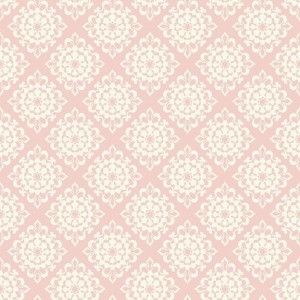 Papel de parede -Waverly Kids -Fundo rosa com medalhões brancos , cód :WK6718