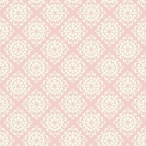 Papel de parede -Waverly Kids -Fundo rosa com medalhões brancos , cód :WK6718