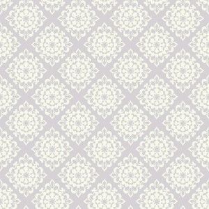 Papel de parede -Waverly Kids - Fundo lilás com medalhões brancos , cód :WK6719