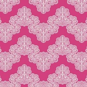 Papel de parede  Waverly Kids  chevron fundo pink com flores brancas , cód :WK6954
