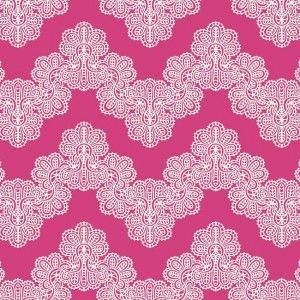 Papel de parede  Waverly Kids  chevron fundo pink com flores brancas , cód :WK6954