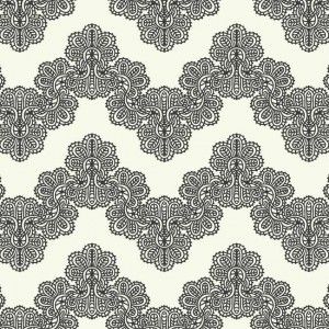 Papel de parede Waverly Kids  chevron fundo branco com flores em preto , cód :WK6956