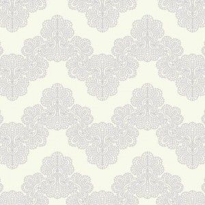 Papel de parede - Waverly Kids  chevron fundo branco com flores cinza , cód :WK6957