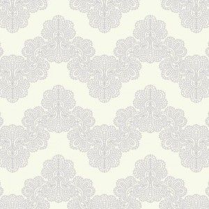 Papel de parede - Waverly Kids  chevron fundo branco com flores cinza , cód :WK6957