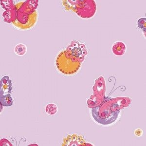 Papel de parede - Cool Kids -Fundo lilás com bolas e borboletas , cód : KS2259