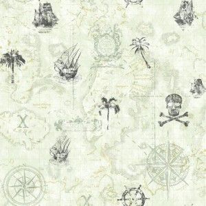 Papel de parede - Cool Kids -Fundo branco com simbolos d epiratas , cód : KS2339