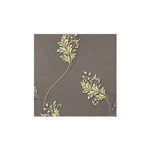 Papel de parede - Fili Dóro -Fundo -marrom-galhos-florais-dourado-marrom,59902 cód :