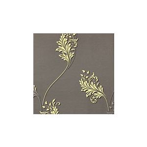 Papel de parede - Fili Dóro -Fundo -marrom-galhos-florais-dourado-marrom,59902 cód :