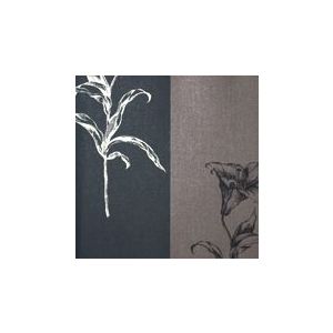 Papel de Parede -brera-Listras marrome preta com lirios , Cod : 28103