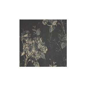 Papel de Parede -Brera-Fundo preto com flores bege , Cód : 28123