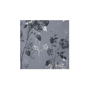 Papel de Parede -Brera-Fundo cinza com flores pretas e bege , Cód : 28127