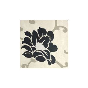 Papel de Parede -Brera-Fundo bege com flores em preto  , Cód: 81109