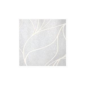 Papel de Parede -Brera-Fundo prata com folhas estilizadas com contorno branco , Cód : 81201