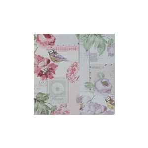 English Florals  S45205 Papel de  Parede  flores vermelhas 