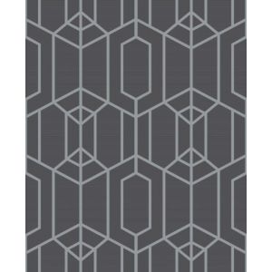 Star 103951 Papel  de Parede formas geometricas  em prata  com fundo preto 