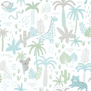 Pippo 454-1 papel-de-parede floresta azul e verde