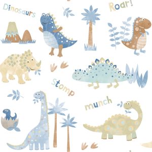 Tiny Tots 2 Papel de parede  G78363 dinossauros baby  azul e bege 