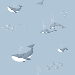 Sambori  132-2 Papel  de Parede fundo do mar golfinhos peixes tartarugas e arraias 