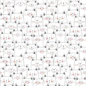 Sambori  134-1 Papel  de Parede gatos brancos com sorriso 