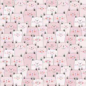Sambori  134-2 Papel  de Parede gatos em tons de rosa 