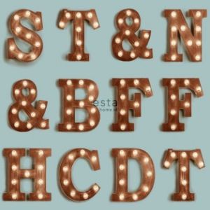 #Fab  142 128 831 Papel de  Parede  letras iluminadas com fundo azul 