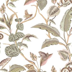 Botany House 15507 Papel de parede folhagem com fundo branco