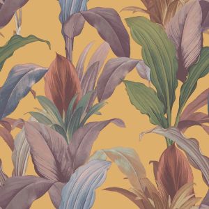 Botany House 15517 Papel de parede folhagem fundo ocre