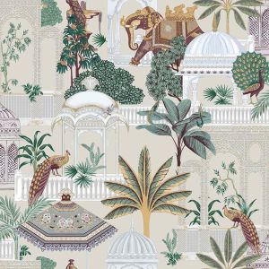 Botany House 15536 Papel de parede folhagem com pavão