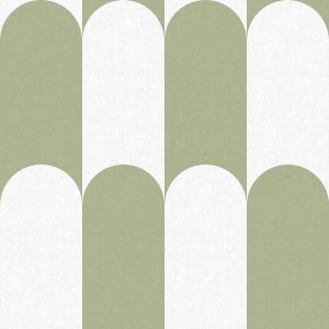 Botany House 15555 Papel de parede curvas verde e branco