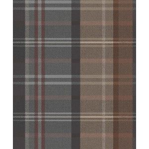 Botany House 15567 Papel de parede xadrez marrom e vinho