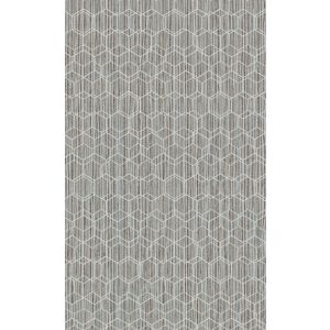 Dimensions   219620 Papel de  Parede hexagono branco fundo palha marrom cinza 