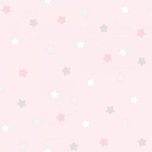 Lullaby  225-2 Papel de parede estrelas azul cinza e branco num fundo rosa 