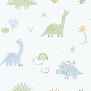 Enzo  283-3 Papel de parede com dinossauros azul