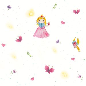 Brincar 3609 papel de parede princesa com borboletas coracoes e estrela 