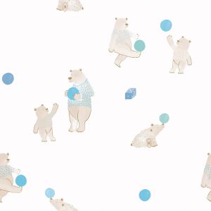 Brincar 3624 papel de parede  ursinhos pai e filho  azul 