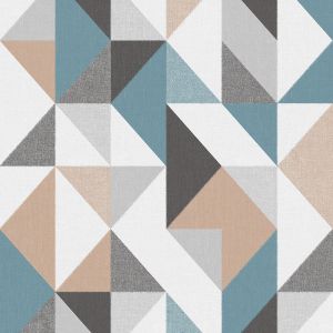 Contemporaneo   4118 Papel  de Parede  triangulos bege  azul   e preto 